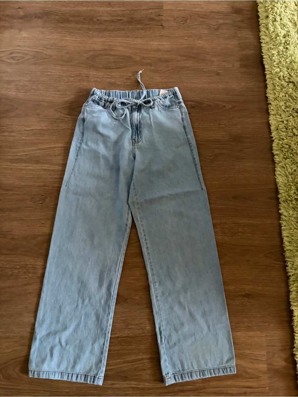 Noisy May Light Blue Relaxed Jeans with Drawstring Waist xs